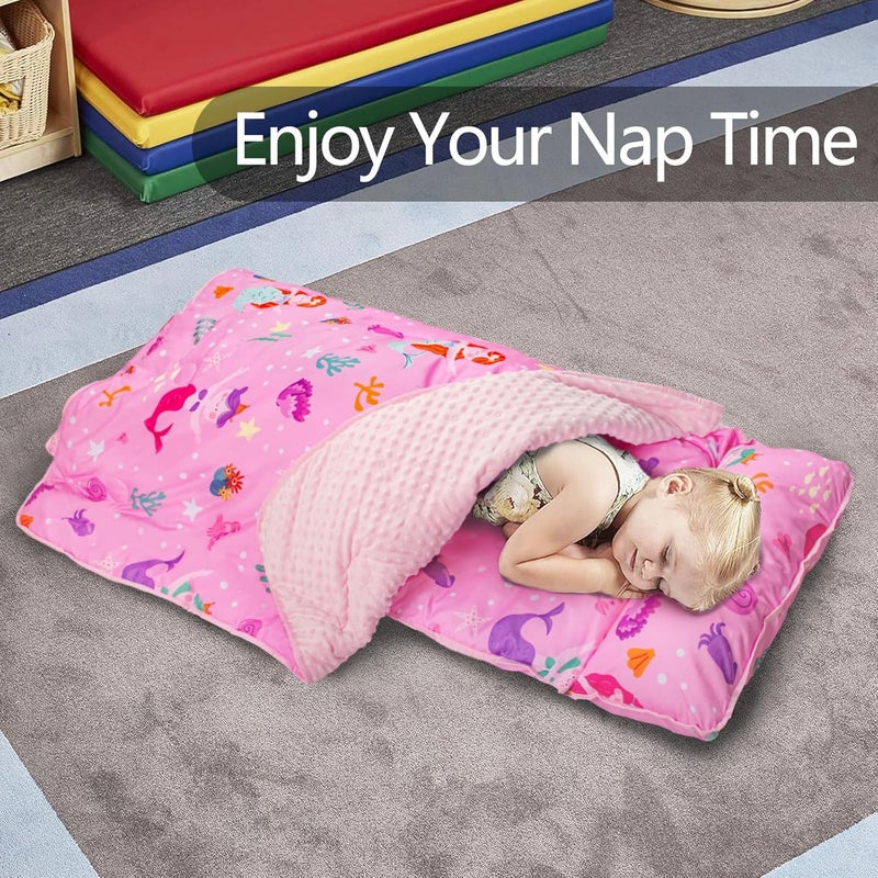 PRIMLECT Toddler Nap Mat Extra Large Thickened 55''x35'', Soft Sleeping Bag with Detachable Minky Blanket and Pillow, Portable for Daycare, Preschool, Kindergarten, Travel, Boys and Girls - Image 4